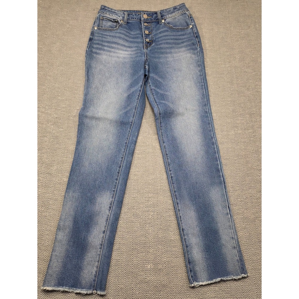 Maurices Womens High Rise Straight Leg Jeans Medium Wash Button Fly Size 8 Reg